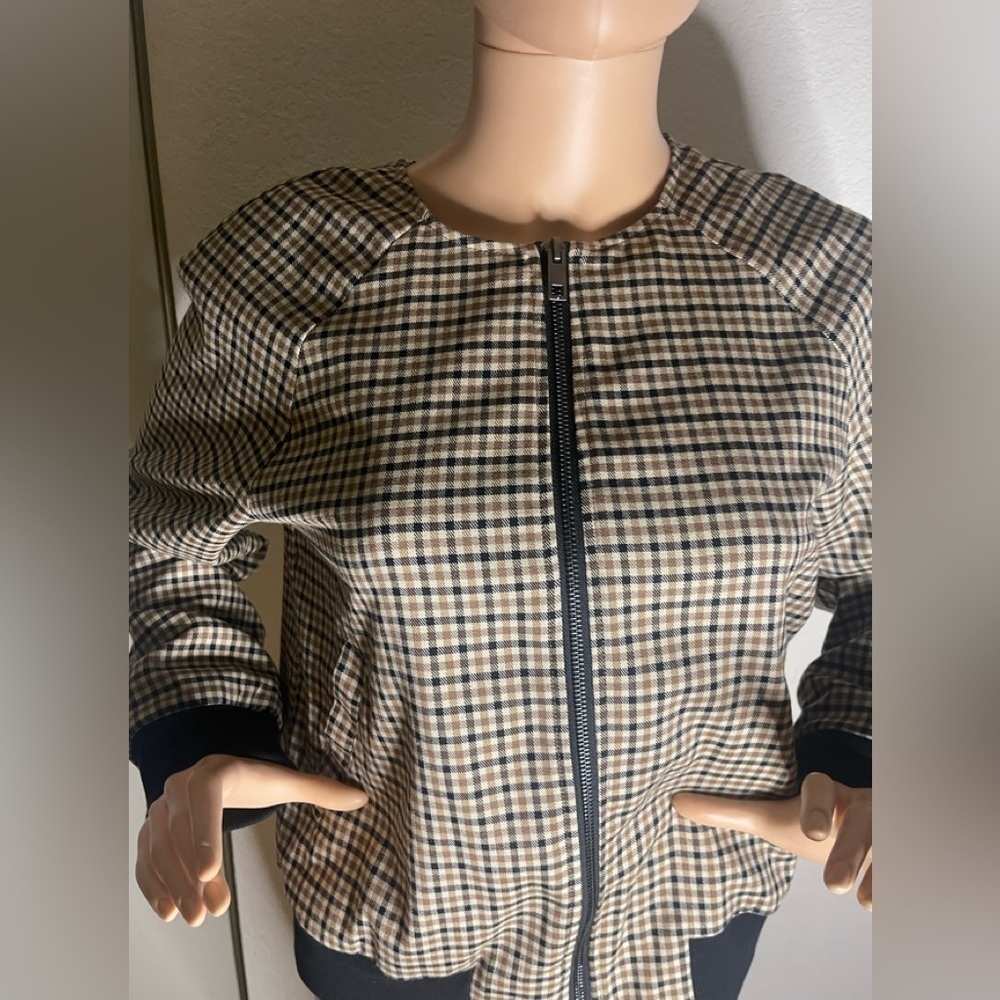 🧡 Who What Wear Plaid Bomber Jacket NWT Small Zip Front - Picture 3 of 6